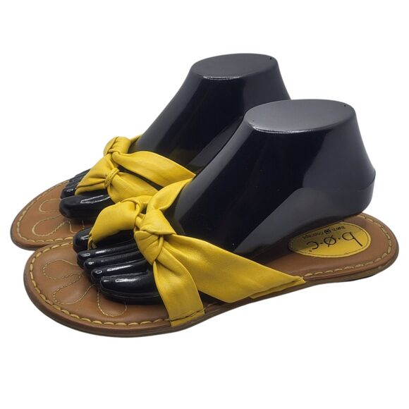 BOC Born Concept Vegan Leather Yellow Bows Flip Flops Size 9M Sandals Thongs - Picture 2 of 9